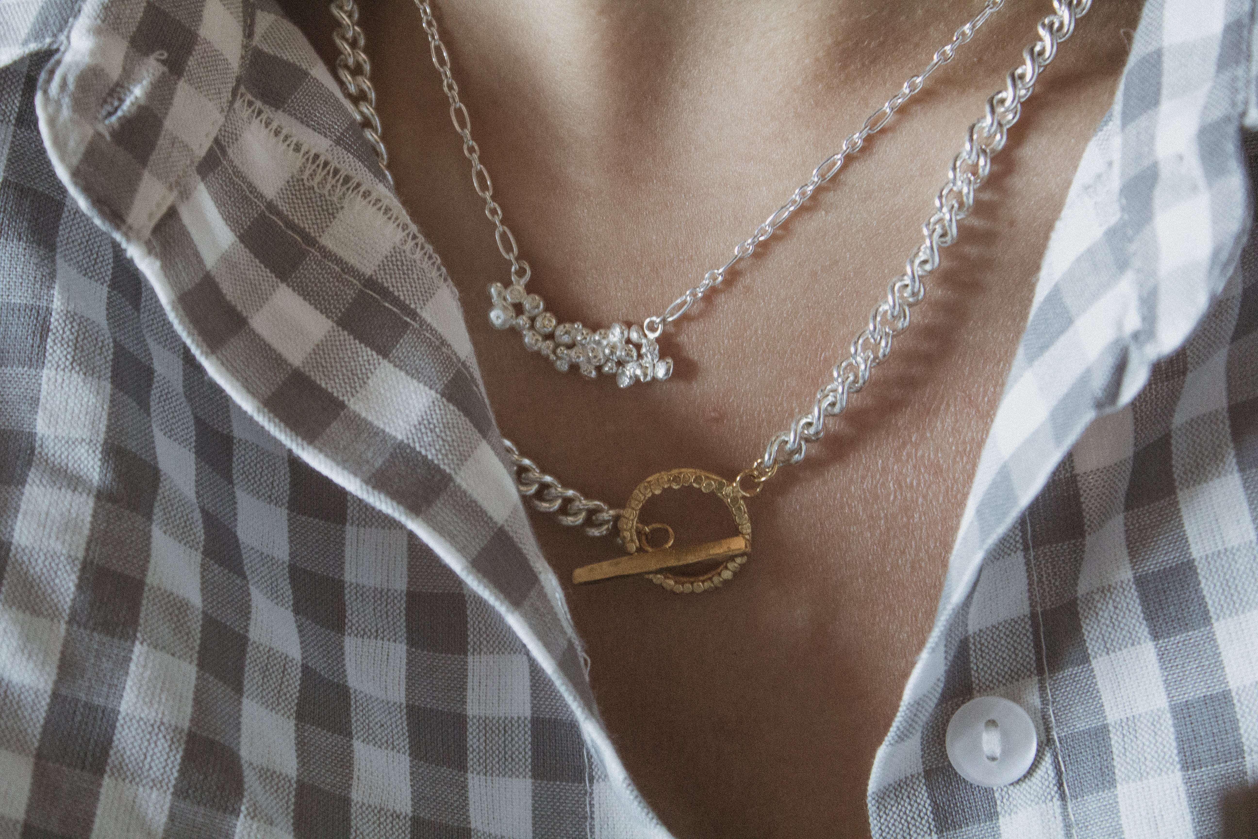 Milly-Maunder-Loop-Bar-Chunky-Chain-Pendant-Necklace-Mixed-Metal-Gold-Plated-18ct-Sterling-Silver-Statement-Cool-Chain-Jewellery