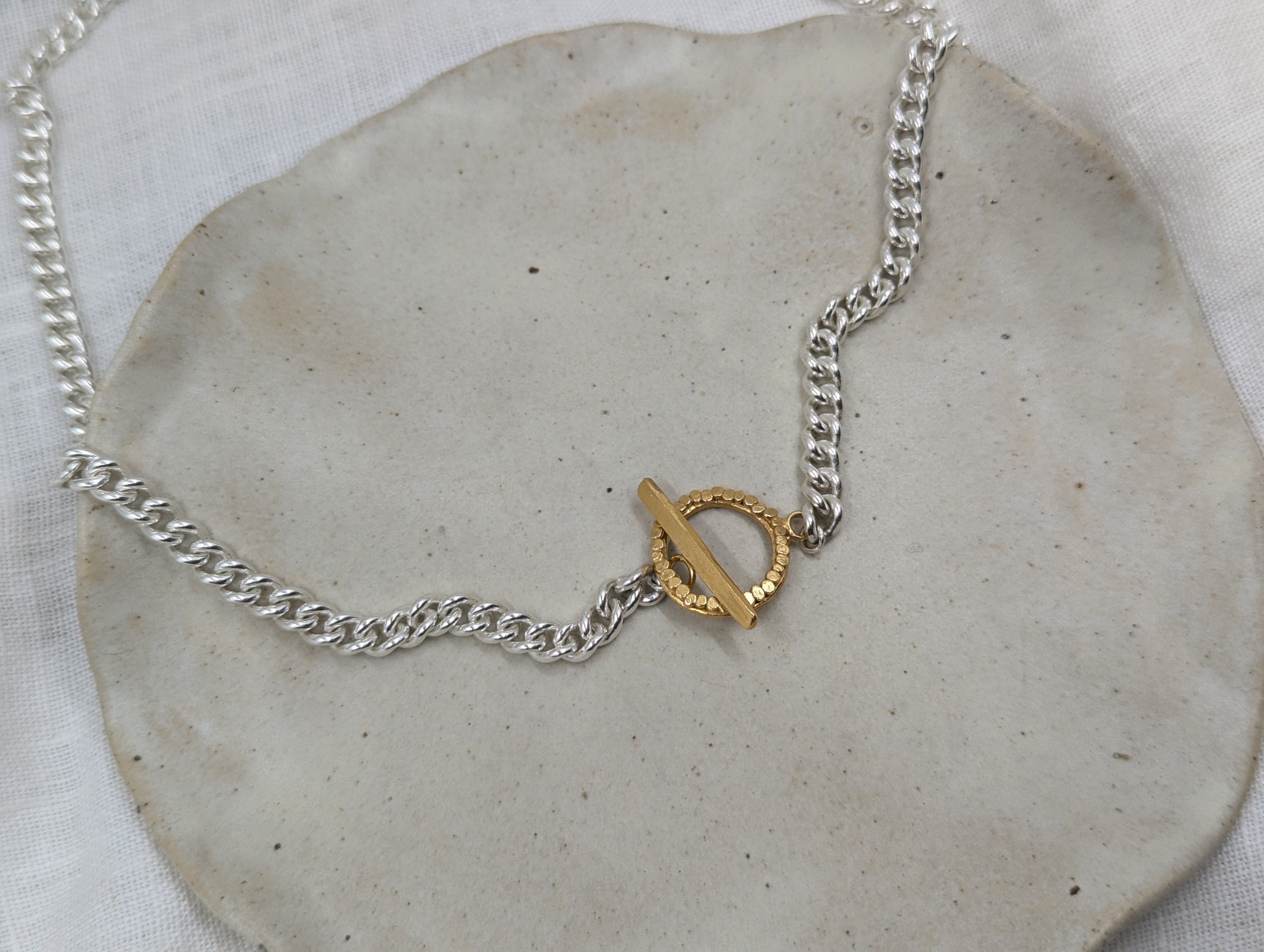 Milly-Maunder-Loop-Bar-Chunky-Chain-Pendant-Necklace-Mixed-Metal-Gold-Plated-18ct-Sterling-Silver-Statement-Cool-Chain-Jewellery