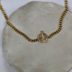 Milly-Maunder-Loop-and-Bar-Pendant-Gold-Chunky-Rustic-Chain-Necklace-Statement-18ct-Plated-Vintage-Antique-Heirloom-Organic