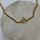 Milly-Maunder-Loop-and-Bar-Pendant-Gold-Chunky-Rustic-Chain-Necklace-Statement-18ct-Plated-Vintage-Antique-Heirloom-Organic