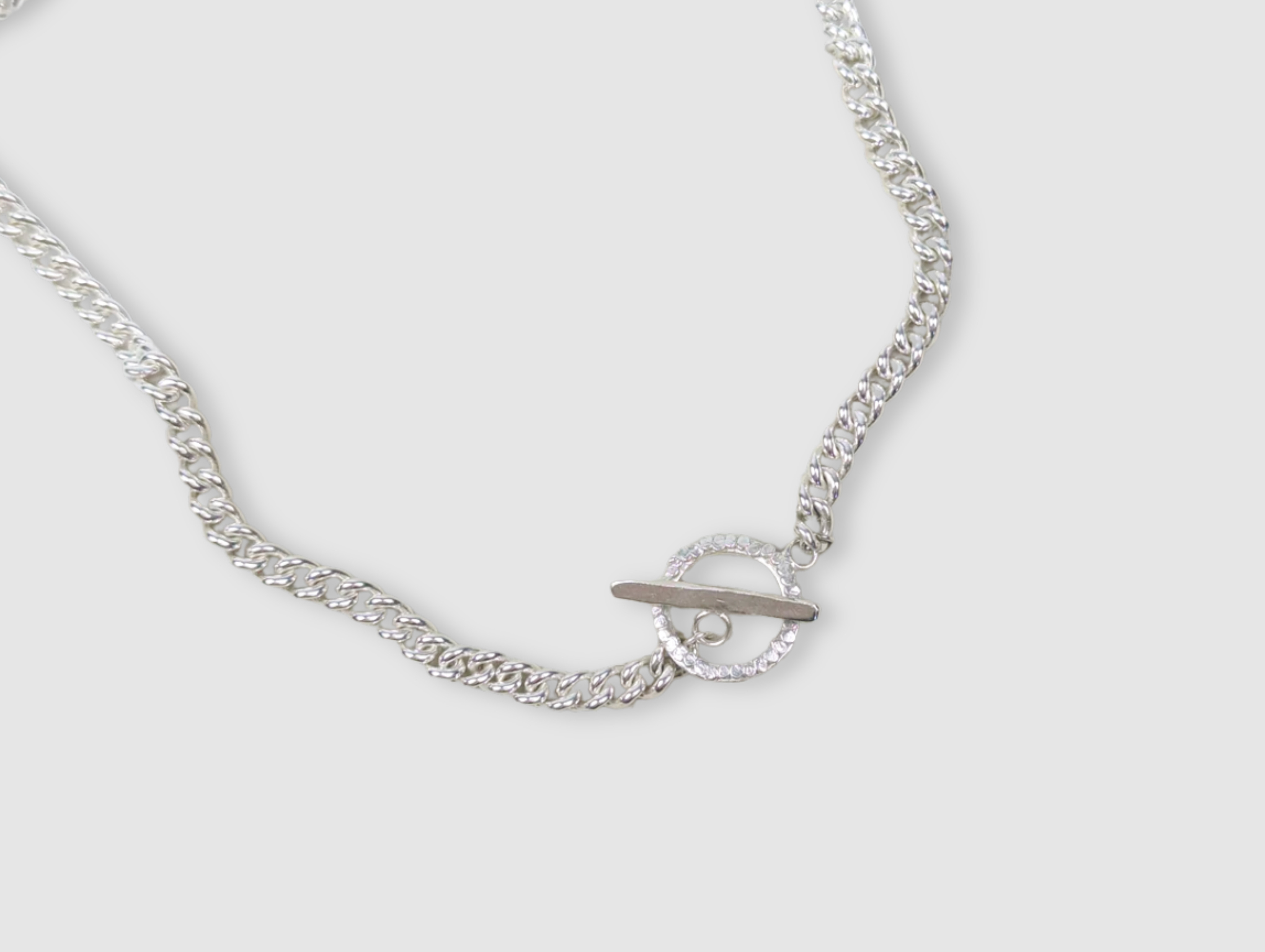 Milly-Maunder-Loop-and-Bar-T-Bar-Curb-Chunky-Chain-Sterling-Silver-Statement-Necklace-Textured-Organic