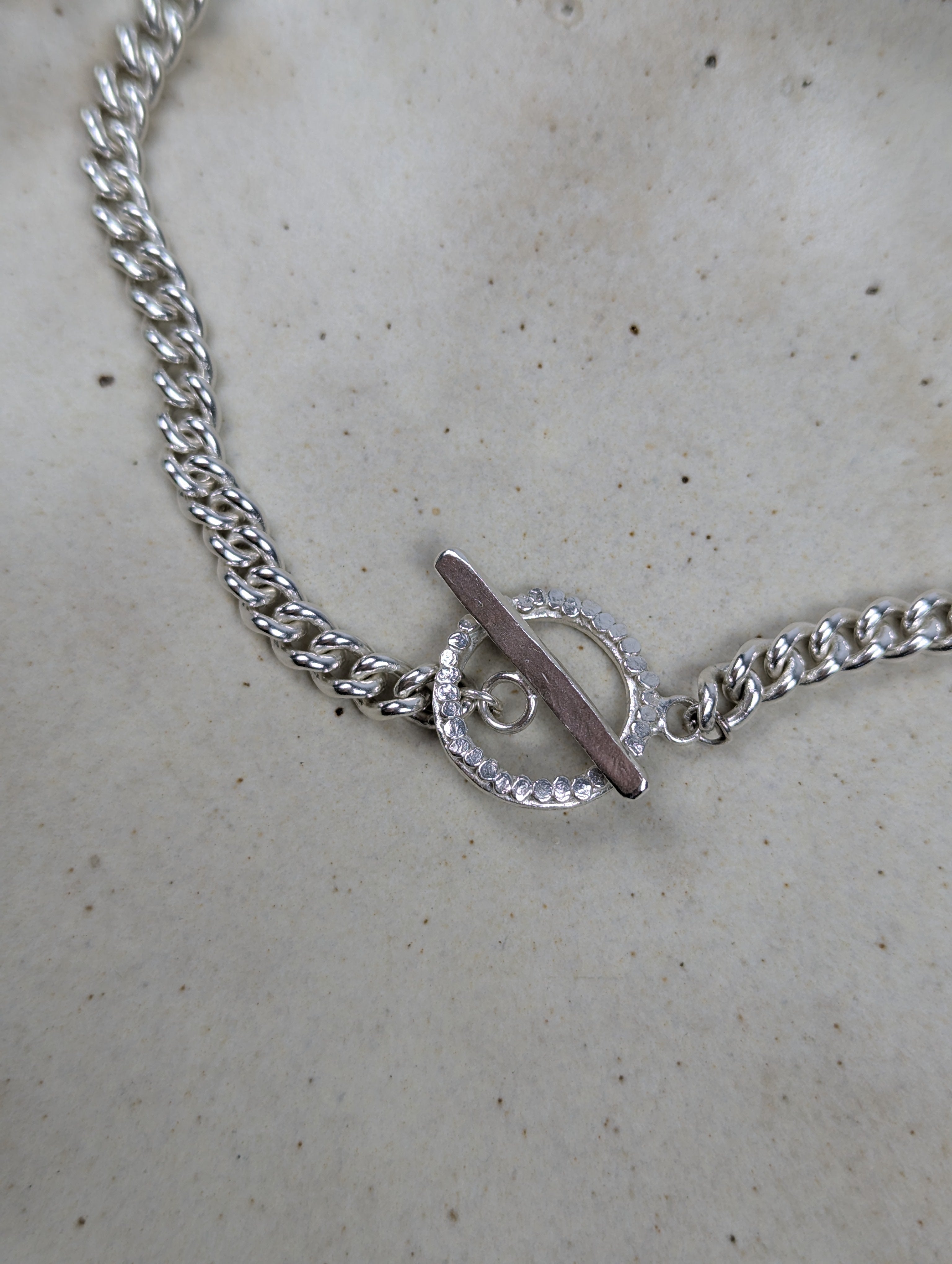 Milly-Maunder-Loop-and-Bar-T-Bar-Pendant-Curb-Chunky-Chain-Sterling-Silver-Statement-Necklace-Textured-Organic