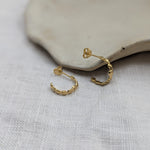 Milly-Maunder-Mini-Cova-Pebble-Beaded-Bubble-Design-Small-Huggie-Hoops-Hoop-Earrings-Gold-Plated-18ct-Stacking-Ear-Stack-Minimal-Rustic