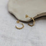 Milly-Maunder-Mini-Cova-Pebble-Beaded-Bubble-Design-Small-Huggie-Hoops-Hoop-Earrings-Gold-Plated-18ct-Stacking-Ear-Stack-Minimal-Rustic