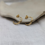 Milly-Maunder-Mini-Cova-Pebble-Beaded-Bubble-Design-Small-Huggie-Hoops-Hoop-Earrings-Gold-Plated-18ct-Stacking-Ear-Stack-Minimal-Rustic