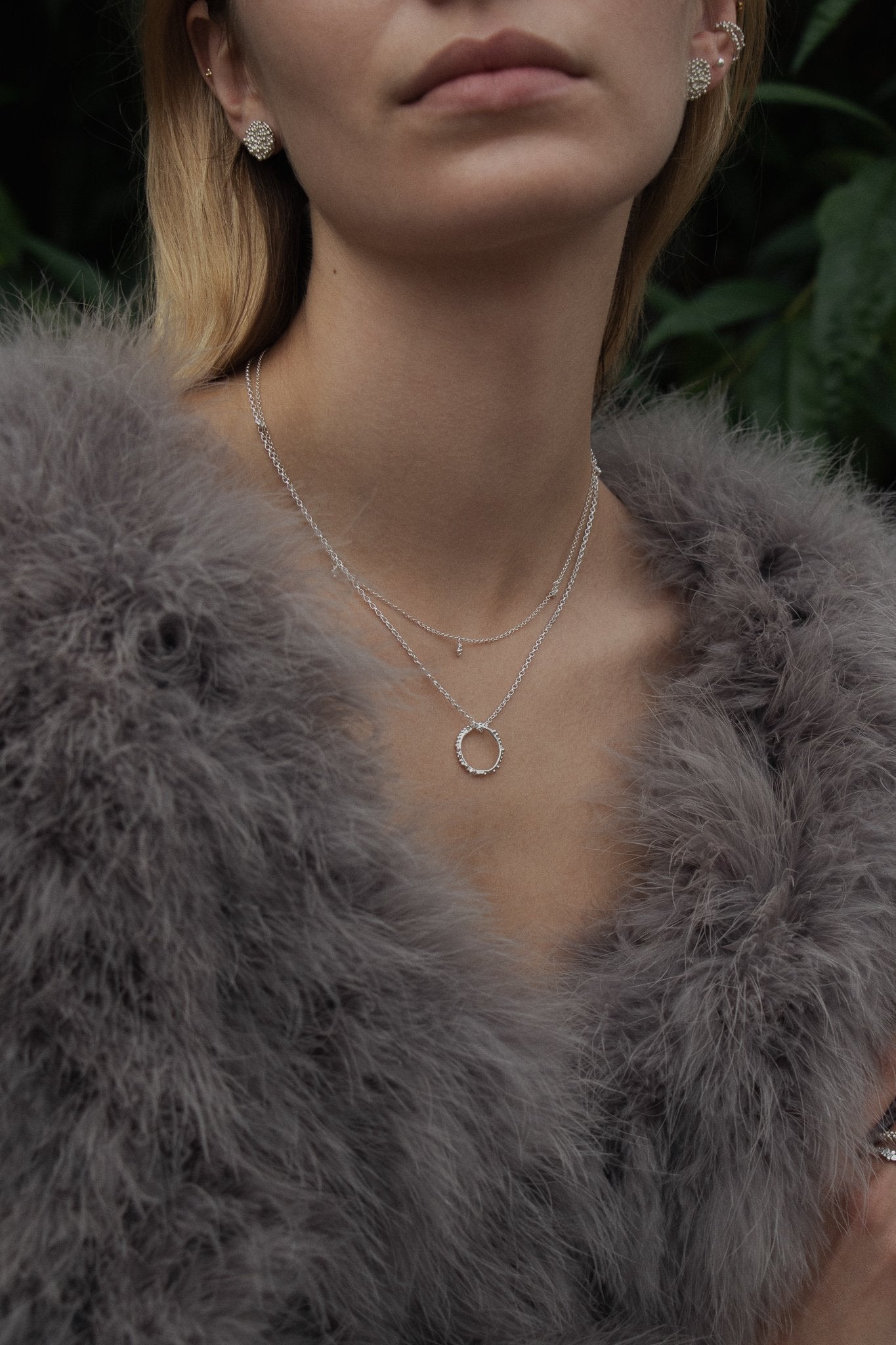 Milly-Maunder-Mini-Trio-Bubble-Pendant-Granules-Clover-Pebble-Charm-Chain-Necklace-Gold-Plated-18ct-Layering