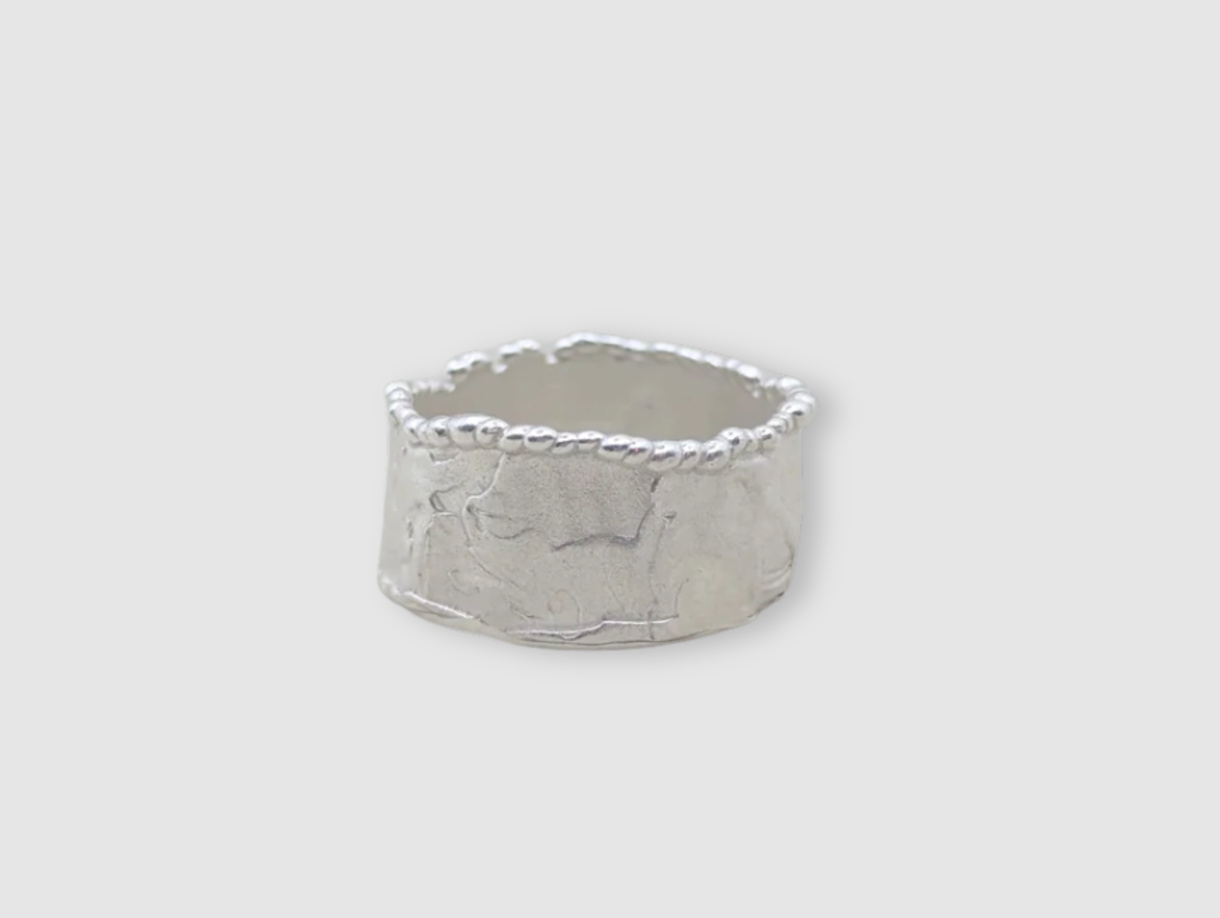 Milly-Maunder-Mira-Cigar-Ring-Chunky-Minimal-Molten-Textured-Rustic-Organic-Beaded-Edge-Statement-Band