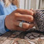 Milly-Maunder-Mira-Cigar-Ring-Chunky-Minimal-Molten-Textured-Rustic-Organic-Beaded-Edge-Statement-Band