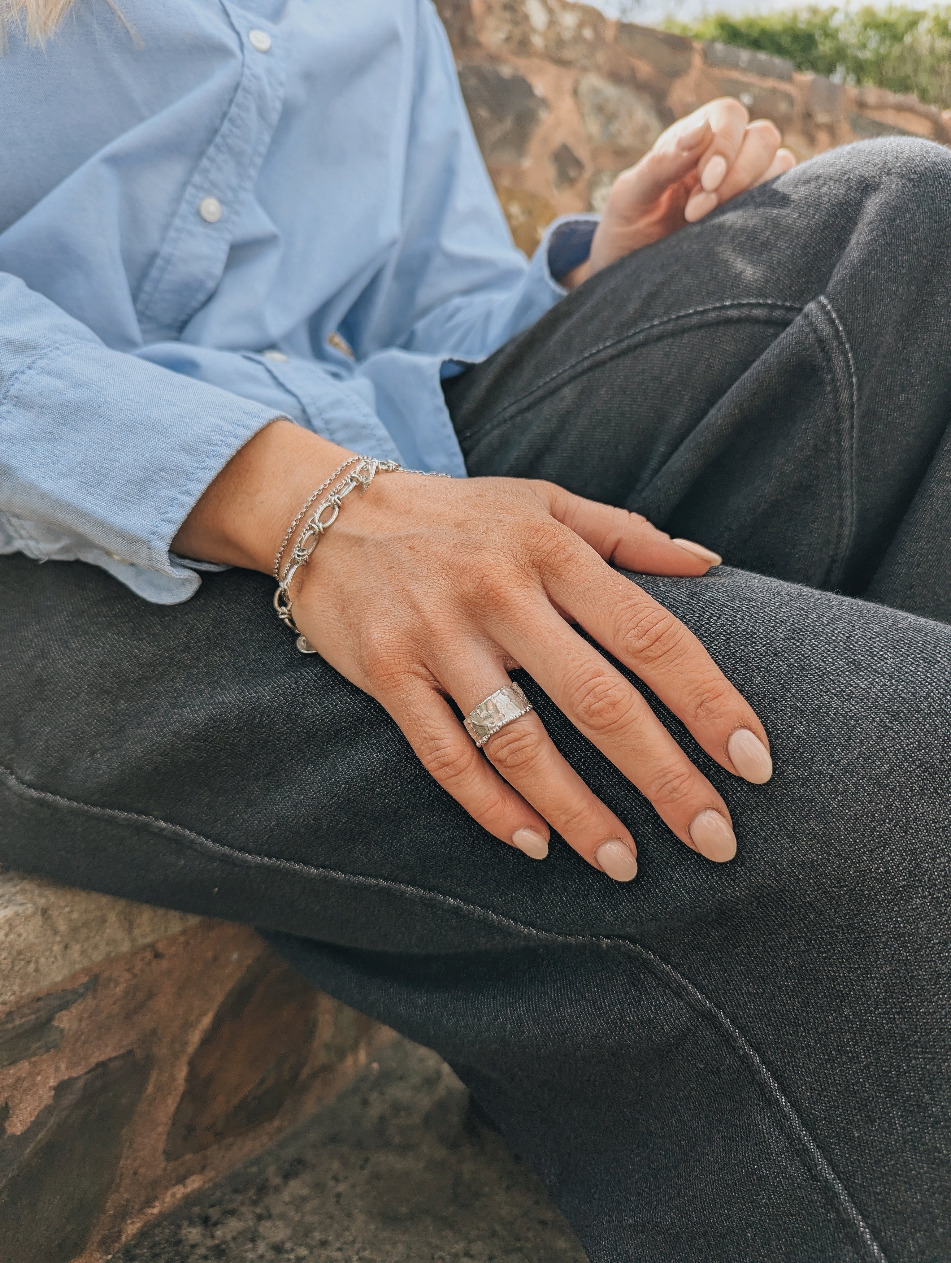 Milly-Maunder-Mira-Cigar-Ring-Chunky-Minimal-Molten-Textured-Rustic-Organic-Beaded-Edge-Statement-Band