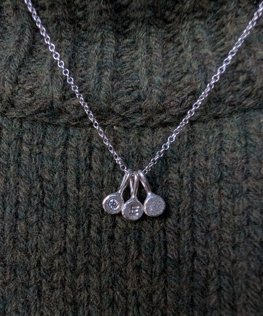 Milly-Maunder-Personalised-Single-Pebble-Nugget-Disc-Pendant-Necklace-Belcher-Chain-Alphabet-Letter-Sterling-Silver