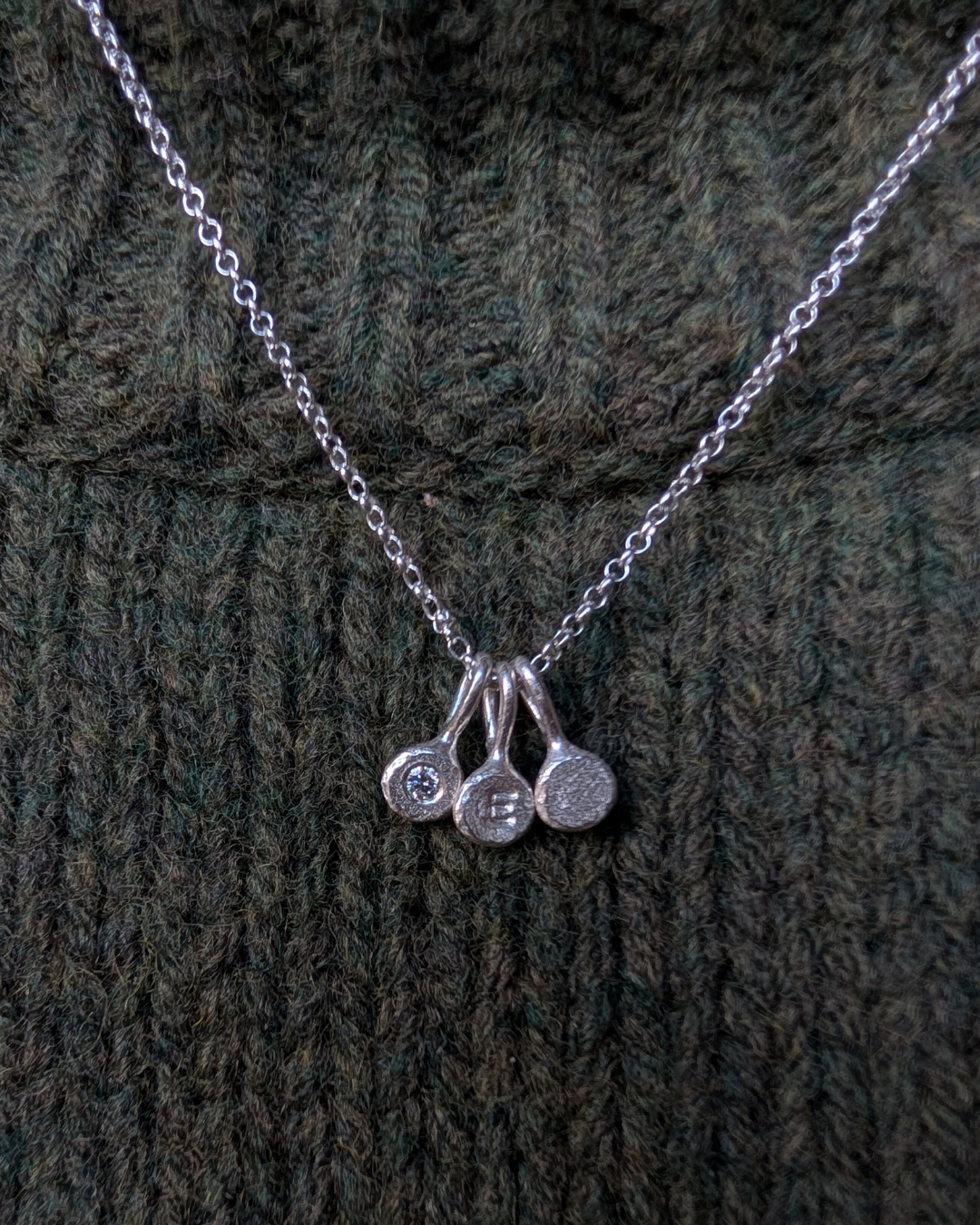 Milly-Maunder-Personalised-Single-Pebble-Nugget-Disc-Pendant-Necklace-Belcher-Chain-Alphabet-Letter-Sterling-Silver