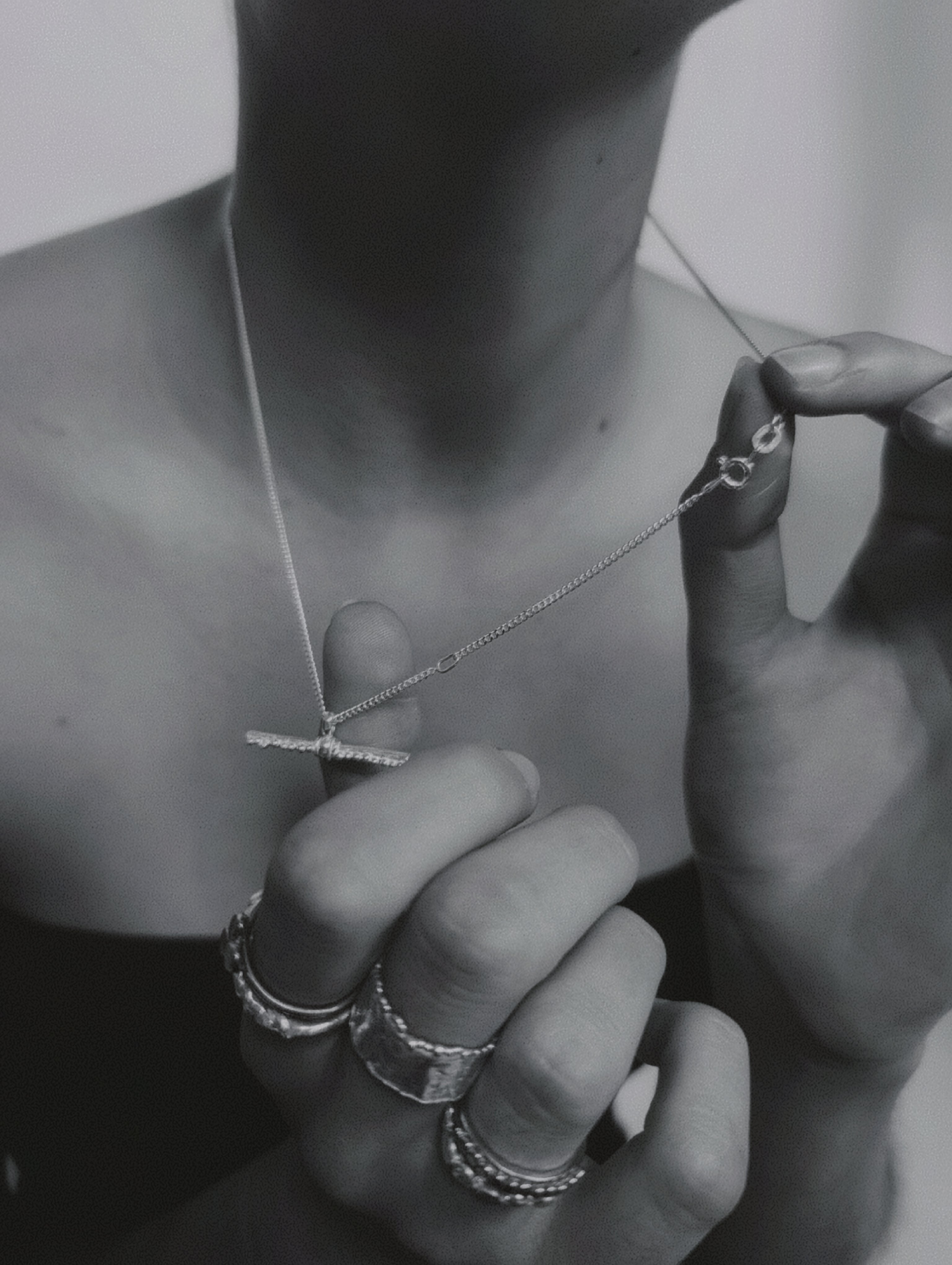 Milly-Maunder-Rustic-Textured-Beaded-Organic-Antique-T-Bar-Pendant-Necklace-Chain-Sterling-Silver