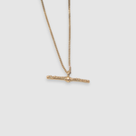 Milly-Maunder-Rustic-Textured-T-bar-Pendant-Necklace-18ct-Gold-Plated-Diamond-Cut-Curb-Chain-Minimal