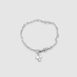 Milly-Maunder-Trio-Pebble-Clover-Charm-Pendant-Rustic-Chain-Bracelet-Stacking-Wrist-Stack-Sterling-Silver