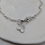 Milly-Maunder-Trio-Pebble-Clover-Charm-Pendant-Rustic-Chain-Bracelet-Stacking-Wrist-Stack-Sterling-Silver