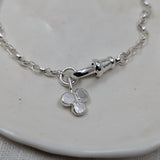 Milly-Maunder-Trio-Pebble-Clover-Charm-Pendant-Rustic-Chain-Bracelet-Stacking-Wrist-Stack-Sterling-Silver