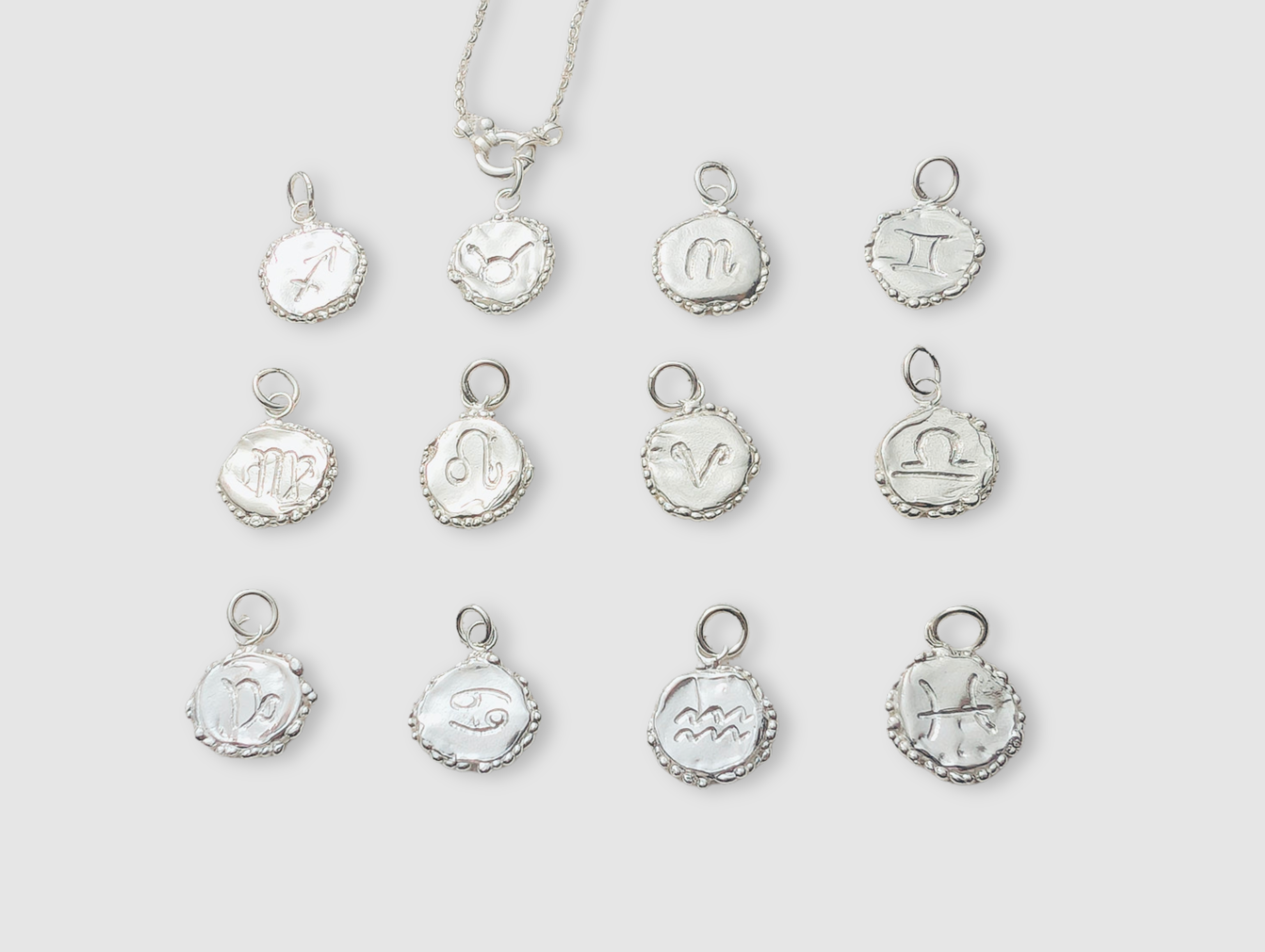 Milly-Maunder-Zodiac-Star-Sign-Coin-Disc-Vintage-Style-Antique-Heirloom-Pendant-Astrology-Chain-Necklace-Sterling-Silver-Personalised