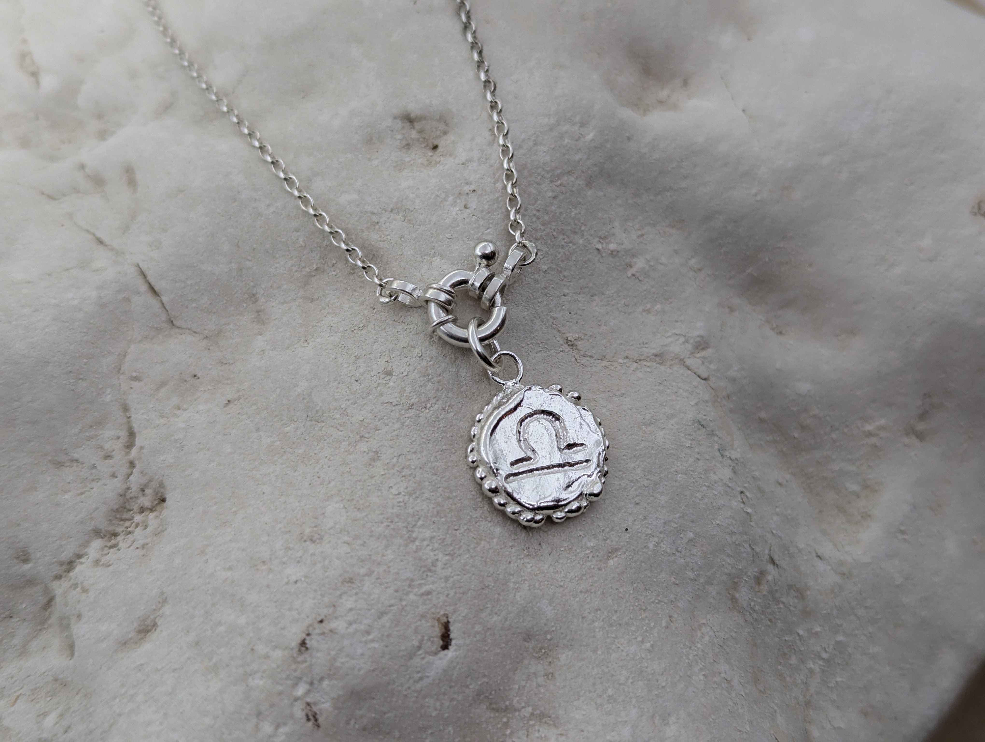 Milly-Maunder-Zodiac-Star-Sign-Coin-Disc-Vintage-Style-Antique-Heirloom-Pendant-Astrology-Chain-Necklace-Sterling-Silver-Personalised