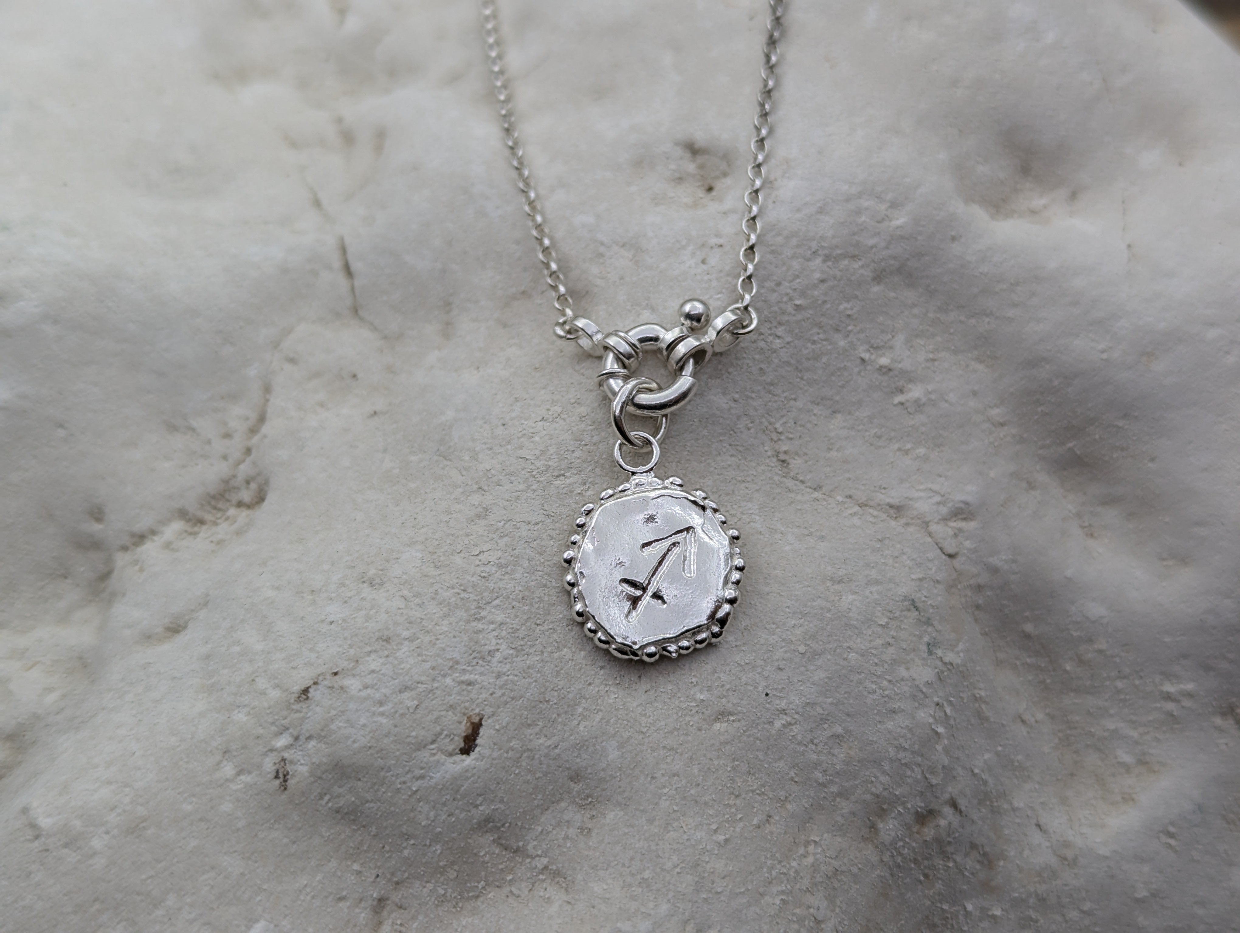 Milly-Maunder-Zodiac-Star-Sign-Coin-Disc-Vintage-Style-Antique-Heirloom-Pendant-Astrology-Chain-Necklace-Sterling-Silver-Personalised