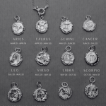 Milly-Maunder-Zodiac-Star-Sign-Coin-Disc-Vintage-Style-Antique-Heirloom-Pendant-Astrology-Chain-Necklace-Sterling-Silver-Personalised