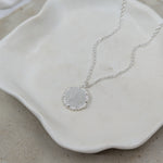 Milly-Maunder-large-granulated-silver-rustic-vintage-style-disc-beaded-edge-coin-pendant-Rope-Chain-necklace-sterling-silver-Statement