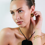 Miss-Cecilia-Golden-Horizon-Brown-Gemstone-Gold-Retro-Statement-Stud-80s-Ear-Studs-Earrings