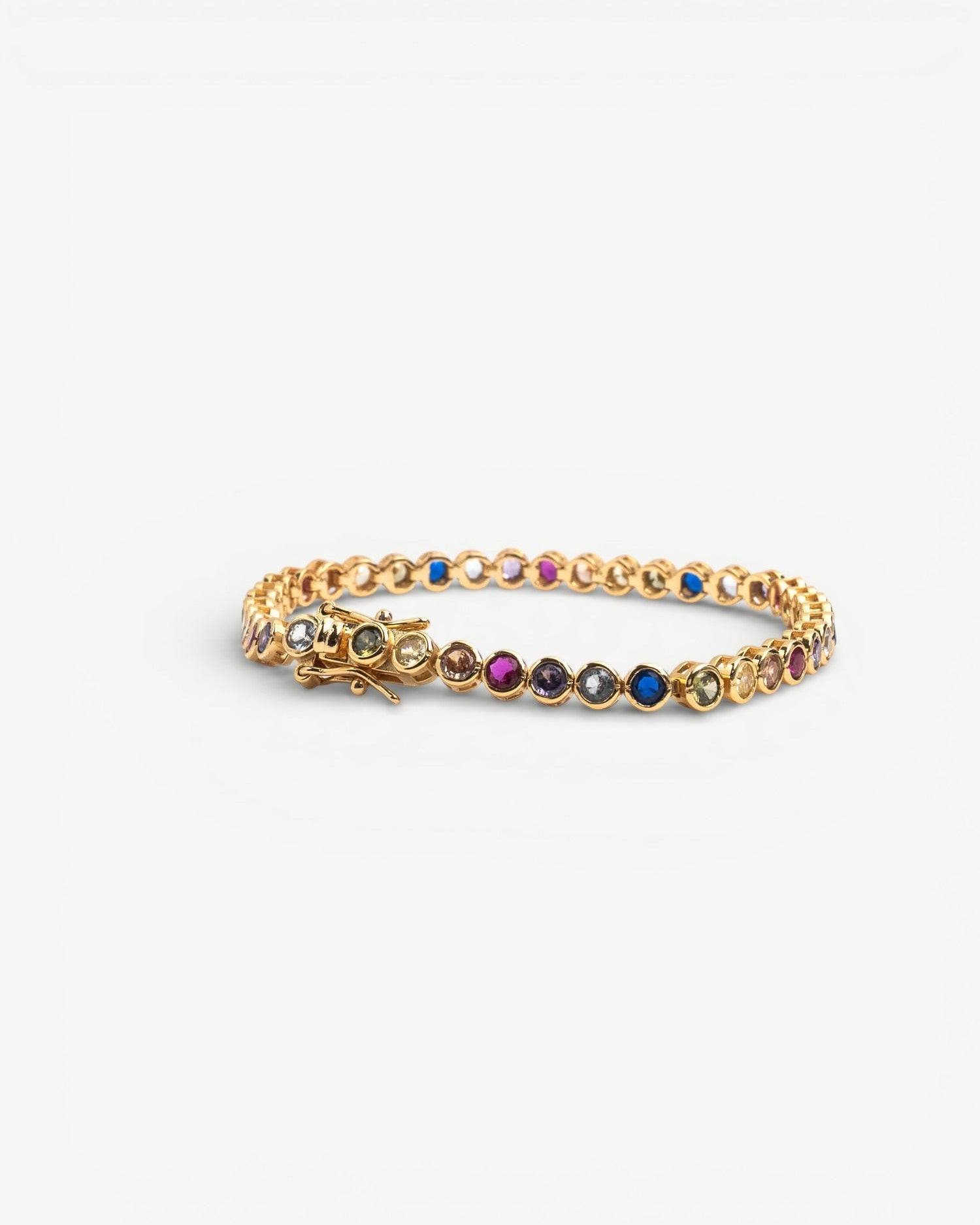 Miss-Cecilia-London-Rainbow-Bubble-Tennis-Bracelet-Multi-Coloured-Diamond-Cubic-Zirconia-Stones-Gemstones-Colourful-Cool-Jewellery-DemiFine-Gold-Plated-Rhodium-Silver-Evening-Party-jewellery-accessories