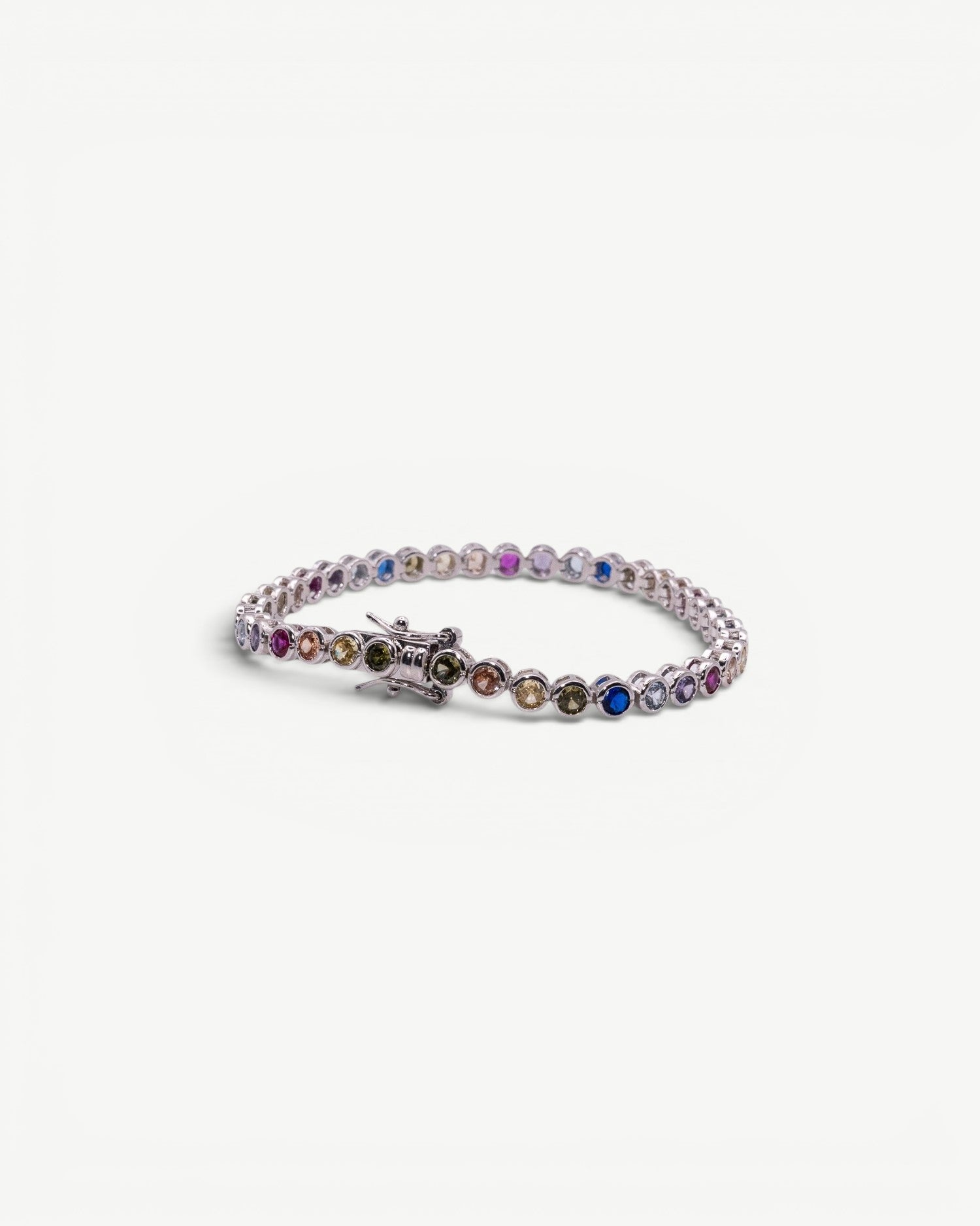 Miss-Cecilia-London-Rainbow-Bubble-Tennis-Bracelet-Multi-Coloured-Diamond-Cubic-Zirconia-Stones-Gemstones-Colourful-Cool-Jewellery-DemiFine-Gold-Plated-Rhodium-Silver-Evening-Party-jewellery-accessories