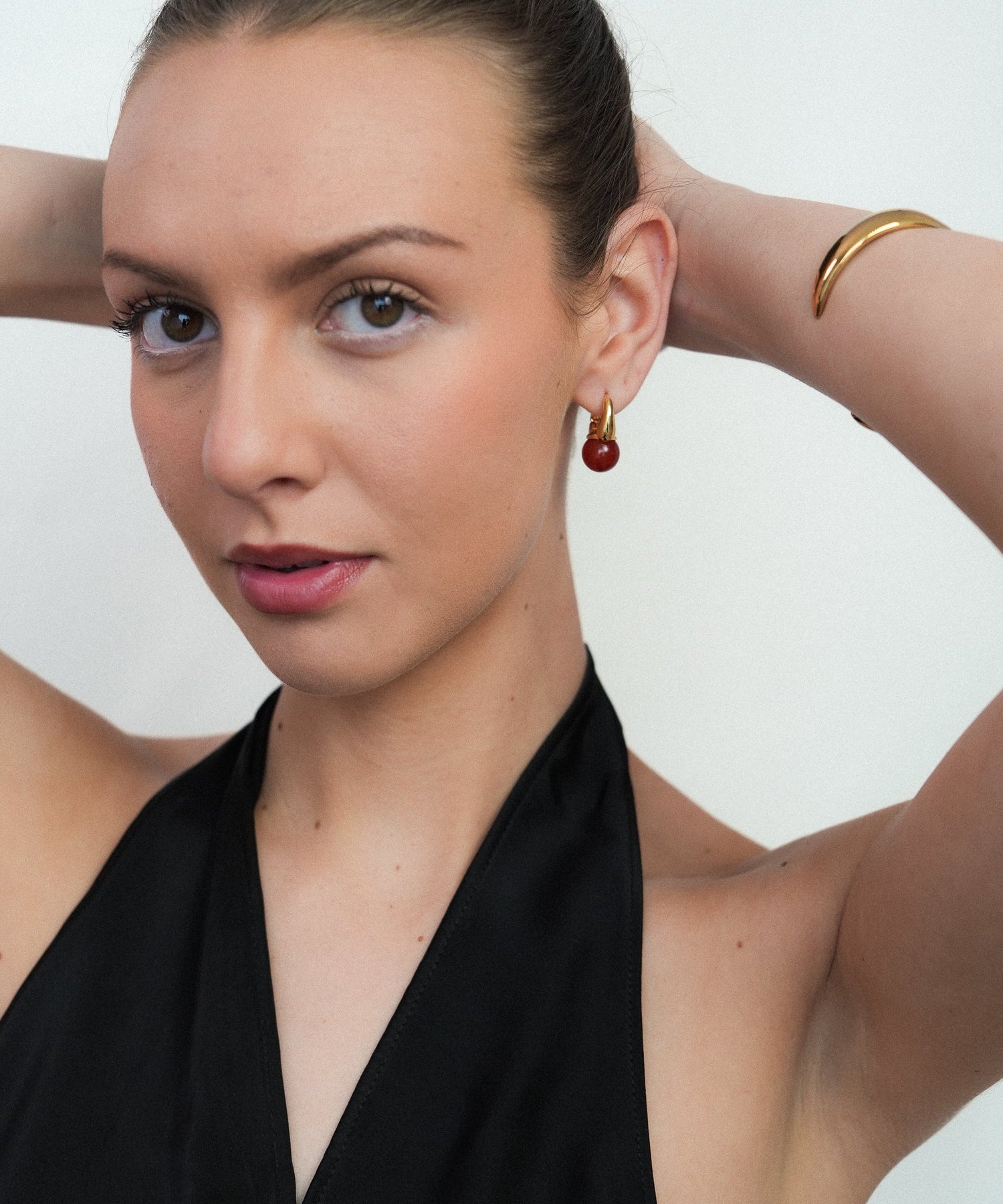 Miss-Cecilia-London-The-Sienna-Hoops-Red-Agate-Gemstone-Resin-Ball-Stone-Green-Hoop-Earrings-Cool-Summer-Colourful-Jewellery-Demifine-contemporary