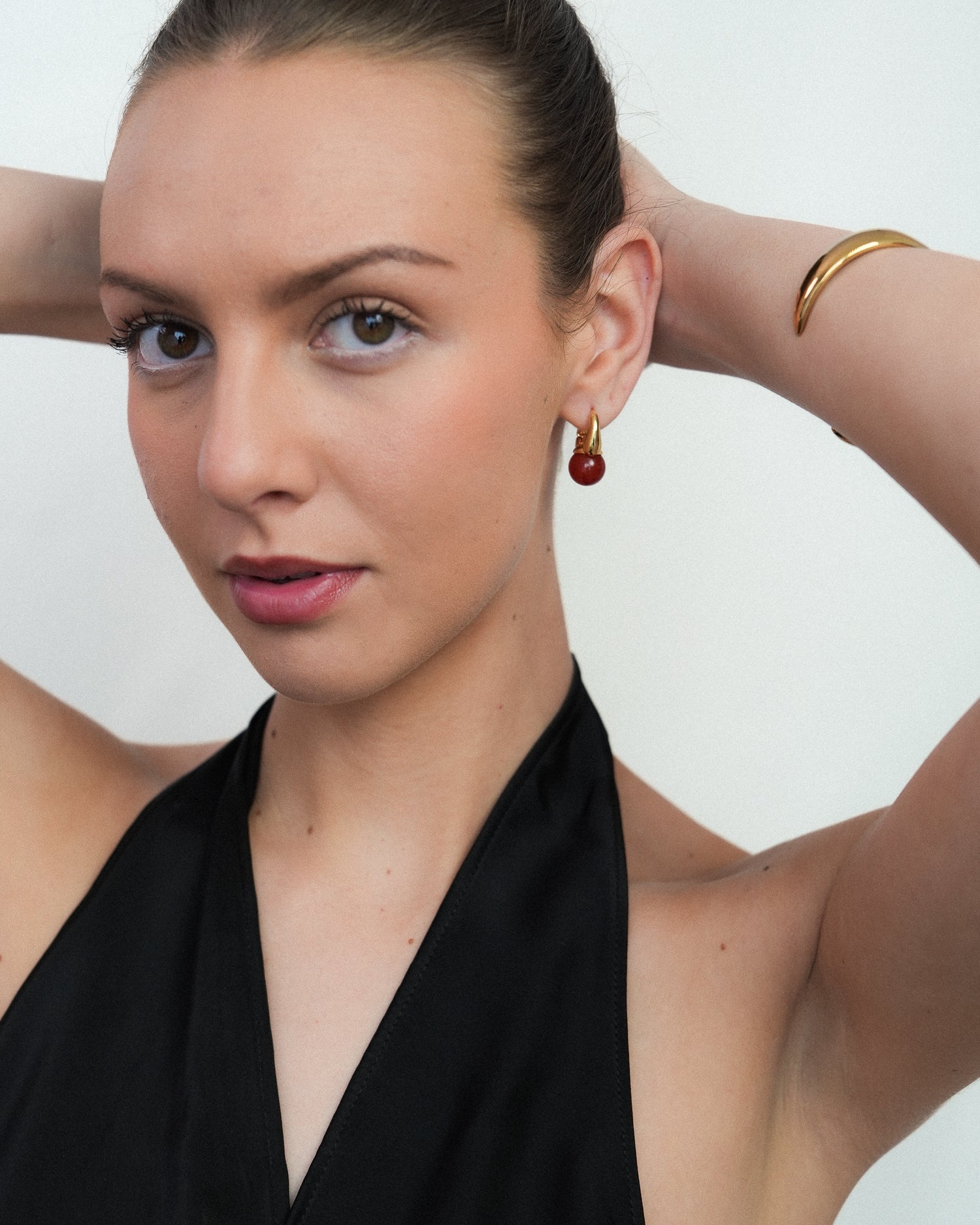 Miss-Cecilia-London-The-Sienna-Hoops-Red-Agate-Gemstone-Resin-Ball-Stone-Green-Hoop-Earrings-Cool-Summer-Colourful-Jewellery-Demifine-contemporary
