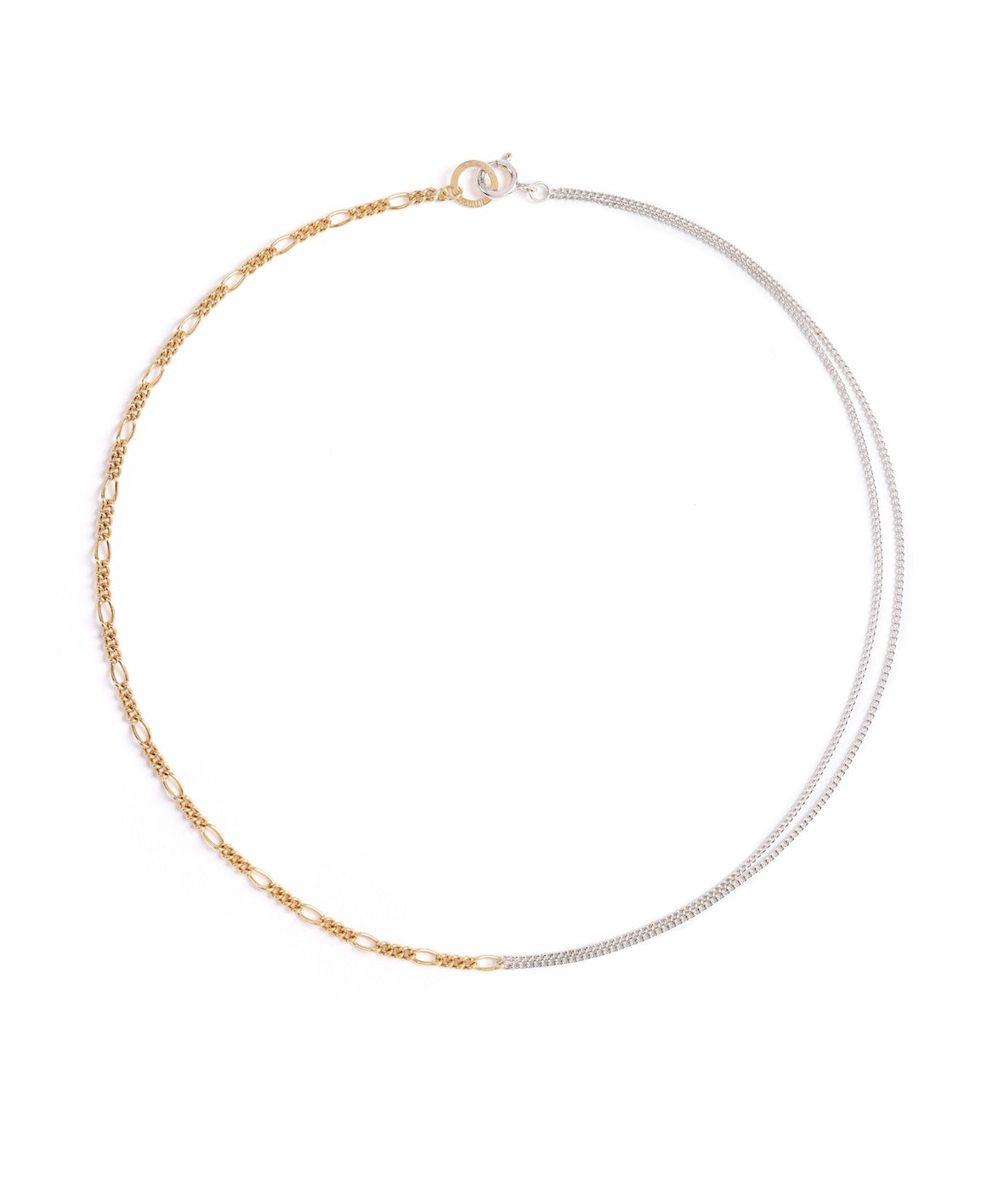Norma-Jewellery-Exclusive-Studio-8-Relay-necklace-mixed-metal-gold-figaro-silver-curb-chain-chunky-everyday-cool