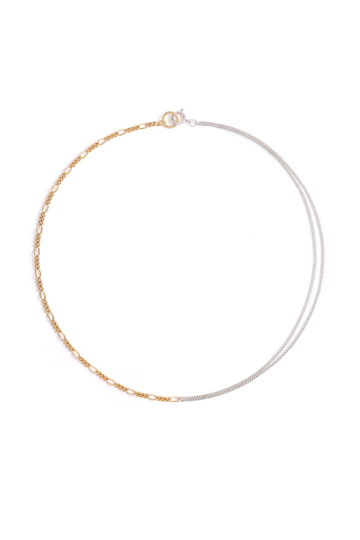 Norma-Jewellery-Exclusive-Studio-8-Relay-necklace-mixed-metal-gold-figaro-silver-curb-chain-chunky-everyday-cool