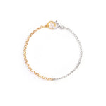 Norma-Jewellery-Studio-Exclusive-2-Meridian-mixed-metal-bracelet-18ct-gold-vermeil-Curb-Chain-sterling-silver-Rectangle-Trace-Chain-cool-chunky-design-everyday-minimal-london