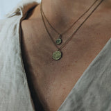 Large Granulation Disc Pendant Necklace Gold