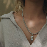 Fireball Baroque Pearl Pendant Necklace Sterling Silver
