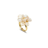 Small White 3D Keshi Pearl Flower Ring №49