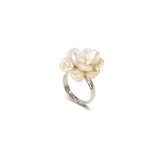 Small White 3D Keshi Pearl Flower Ring №49