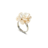 Small White 3D Keshi Pearl Flower Ring №49