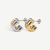 Gold and Silver Double Tone Small Hoops