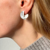 Ruddock-Baby-Fan-Mini-Sculptural-Curve-Spiral-Statement-Earrings-Studs-Sterling-Silver-Gold-Plated-18-Carat-ct