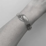 Ruddock-Gia-Cuff-Bangle-Bracelet-Triple-Clean-Lines-Fluid-Twisted-Forms-Tubes-Sculptural-Ribbed-Rippled-Sterling-Silver-Chunky-Cool-Minimal-Sleek-Bracelet-Cuff