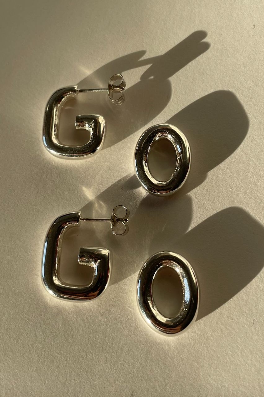 Ruddock-Go-Go-Gogo-Earrings-Hoop-Hoops-Interchangeable-Loop-Link-linked-Drop-Mixed-Metal-Sterling-Silver-18ct-Gold-Plated-Bold-Sculptural-Minimal