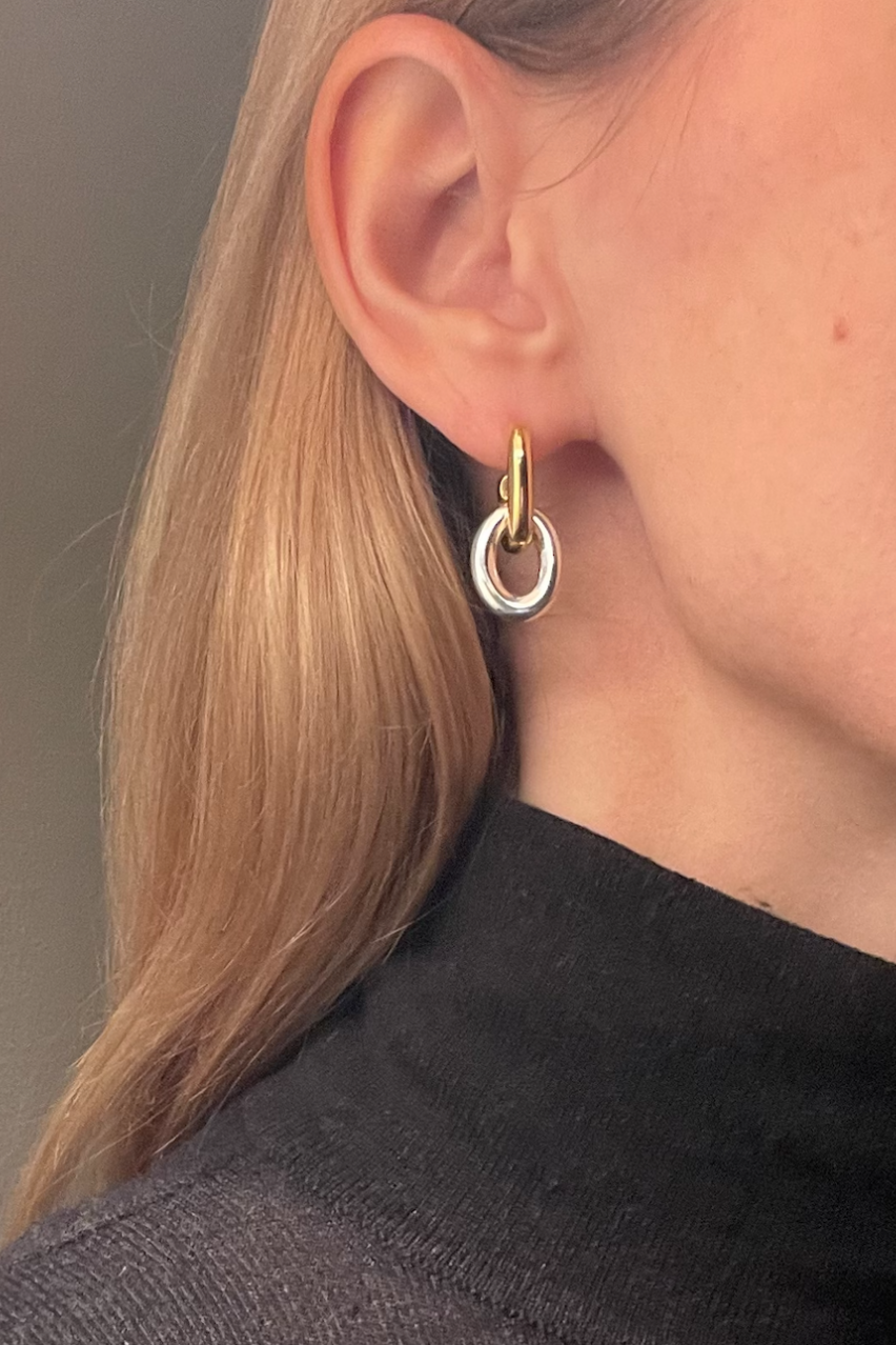 Ruddock-Go-Go-Gogo-Earrings-Hoop-Hoops-Interchangeable-Loop-Link-linked-Drop-Mixed-Metal-Sterling-Silver-18ct-Gold-Plated-Bold-Sculptural-Minimal