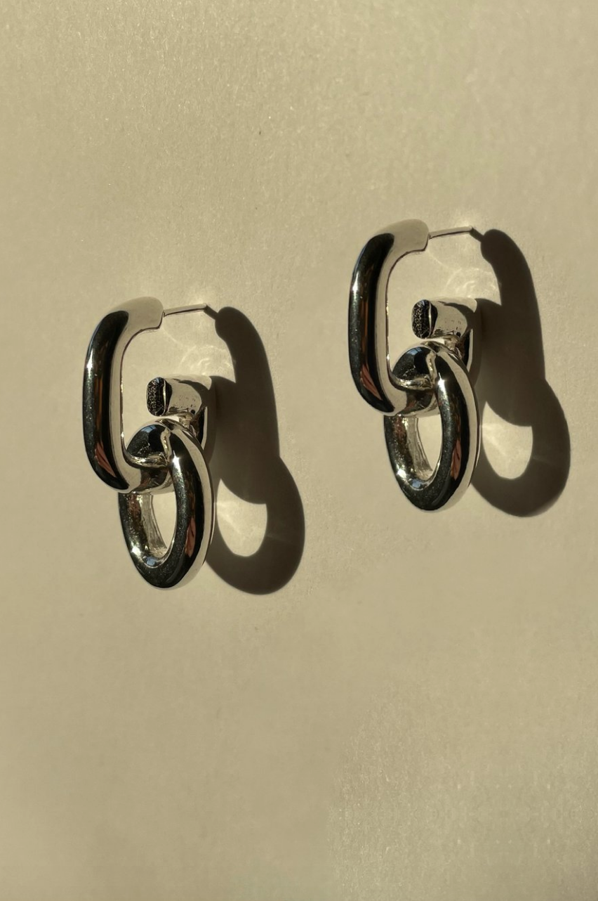 Ruddock-Go-Go-Gogo-Earrings-Hoop-Hoops-Interchangeable-Loop-Link-linked-Drop-Mixed-Metal-Sterling-Silver-18ct-Gold-Plated-Bold-Sculptural-Minimal