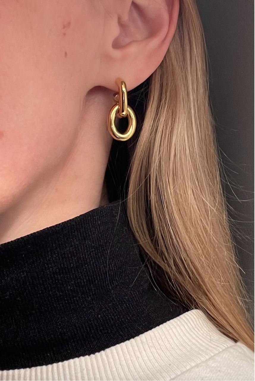 Ruddock-Go-Go-Gogo-Earrings-Hoop-Hoops-Interchangeable-Loop-Link-linked-Drop-Mixed-Metal-Sterling-Silver-18ct-Gold-Plated-Bold-Sculptural-Minimal
