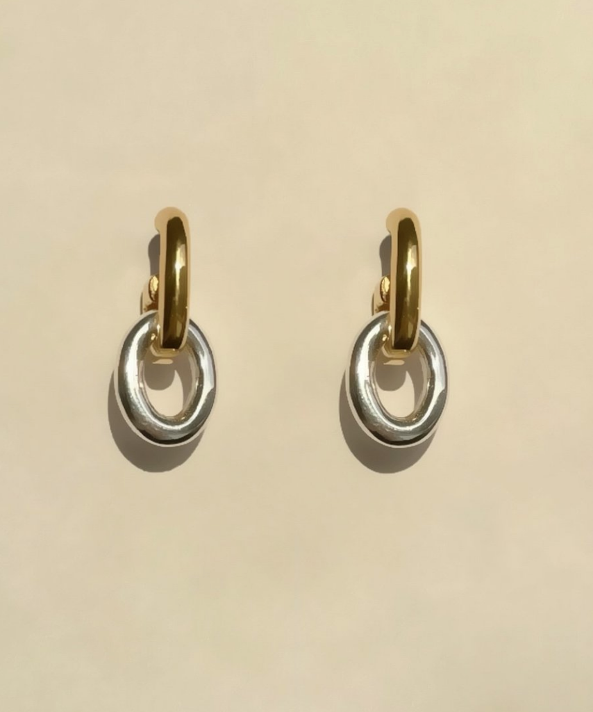 Ruddock-Go-Go-Gogo-Earrings-Hoop-Hoops-Interchangeable-Loop-Link-linked-Drop-Mixed-Metal-Sterling-Silver-18ct-Gold-Plated-Bold-Sculptural-Minimal