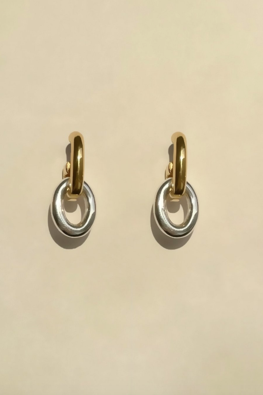 Ruddock-Go-Go-Gogo-Earrings-Hoop-Hoops-Interchangeable-Loop-Link-linked-Drop-Mixed-Metal-Sterling-Silver-18ct-Gold-Plated-Bold-Sculptural-Minimal