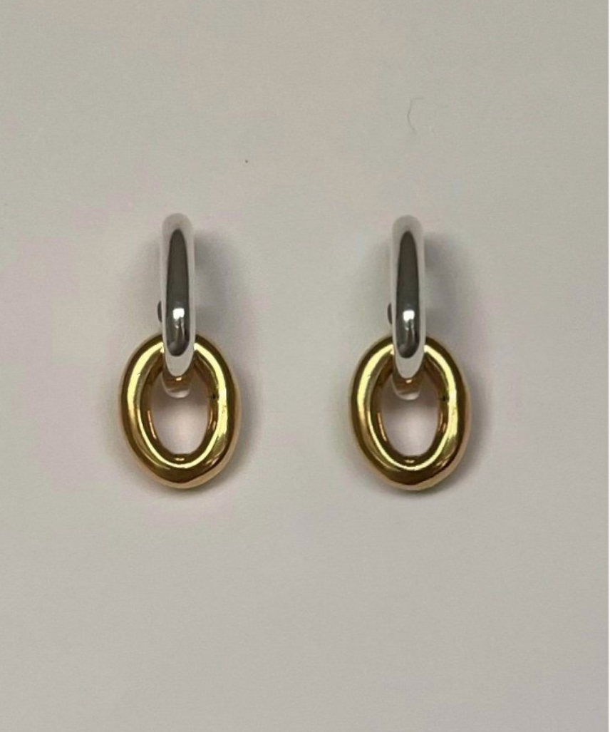 Ruddock-Go-Go-Gogo-Earrings-Hoop-Hoops-Interchangeable-Loop-Link-linked-Drop-Mixed-Metal-Sterling-Silver-18ct-Gold-Plated-Bold-Sculptural-Minimal