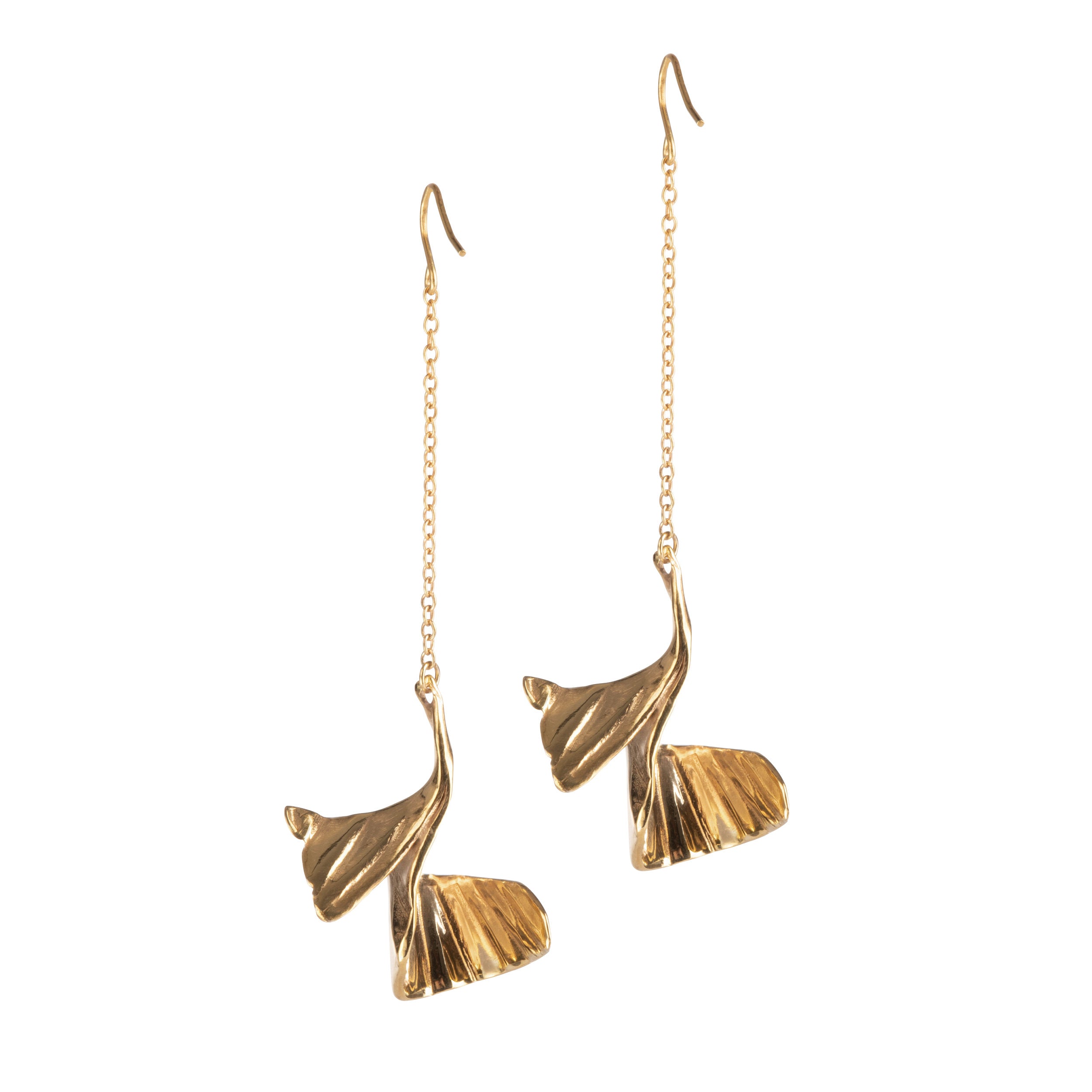 Ruddock-Lois-Dangle-Drop-Gold-Plated-18ct-Chain-Flower-Petal-Earrings-Evening-Delicate