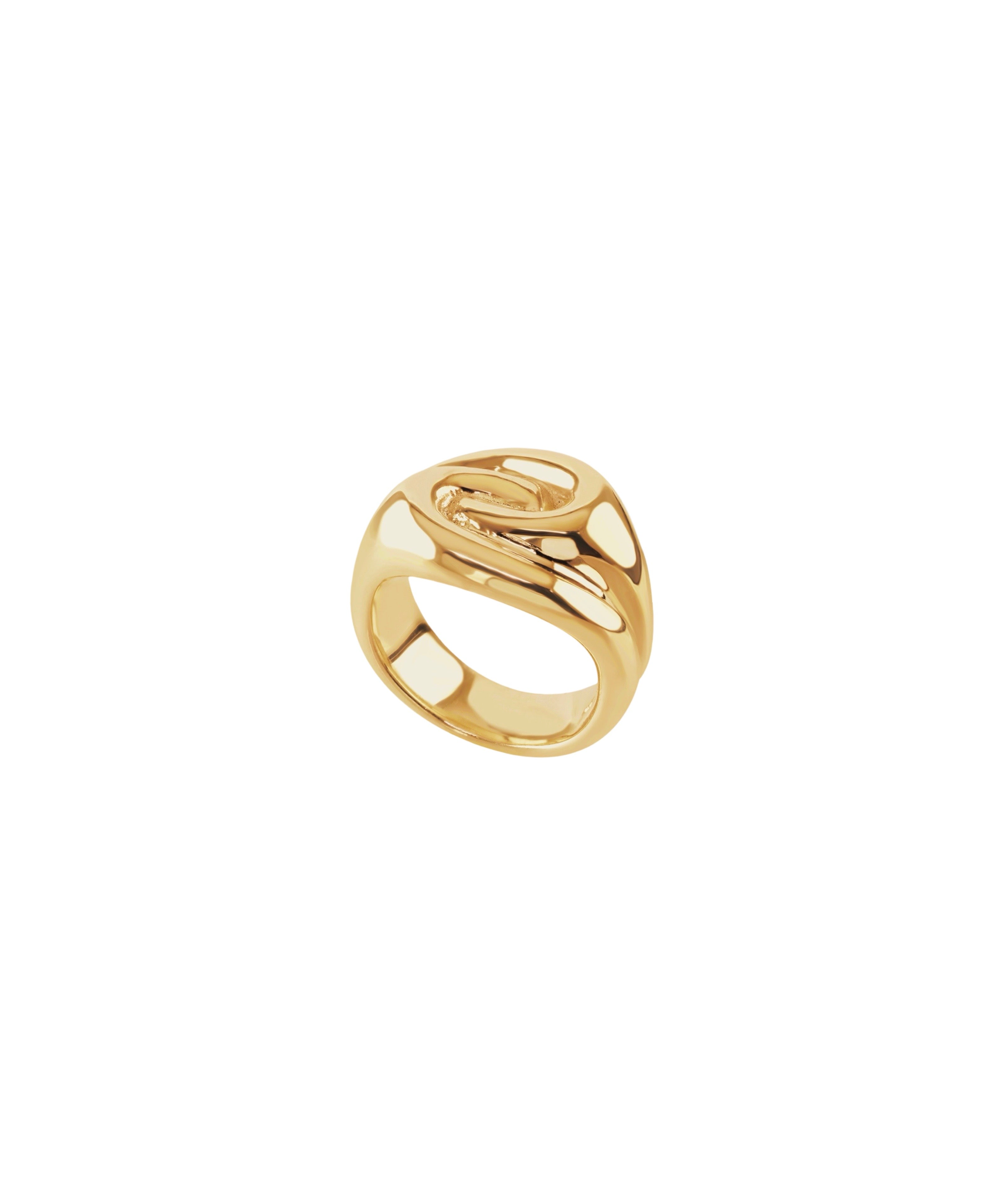 Ruddock-Ravel-riley-statement-cocktail-oversized-ring-fluid-interwoven-bold-chunky-pinky-signet-ring-sculptural-twist-demifine-contemporary-jewellery-golden-18ct-gold-vermeil